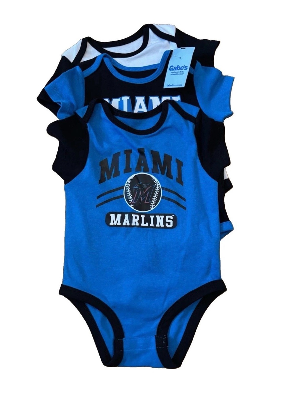 Miami Marlins Baby Boys 3-Pack Bodysuits - 12 Months